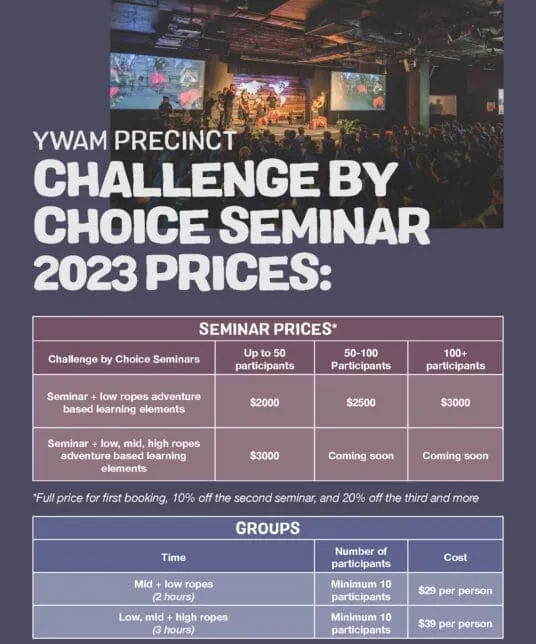Seminar pricing sheet