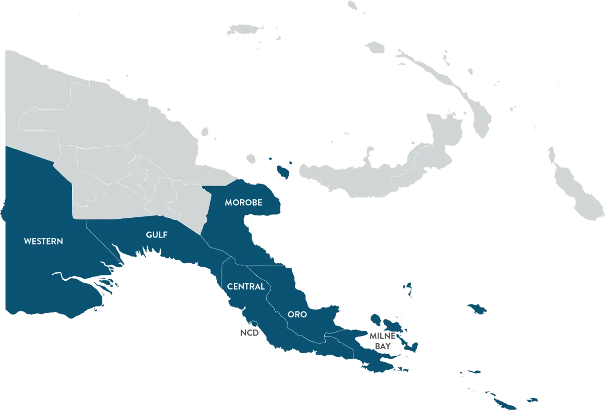Map of YWAM Medical Ships' past engagement across Papua New Guinea